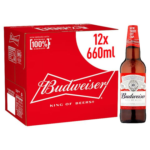 Budweiser Lager Beer Bottle 12 x 660ml