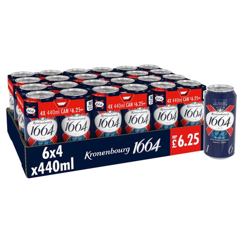 Kronenbourg 1664 Lager Beer 24x440ml Cans 5%