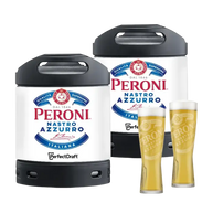 Peroni Nastro Azzurro Keg Pack (2 Kegs + FREE Glassware) Perfectdraft