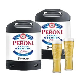 Peroni Nastro Azzurro Keg Pack (2 Kegs + FREE Glassware) Perfectdraft