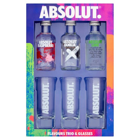 Absolut Vodka Glass & Miniature 3 x 5cl Gift Set