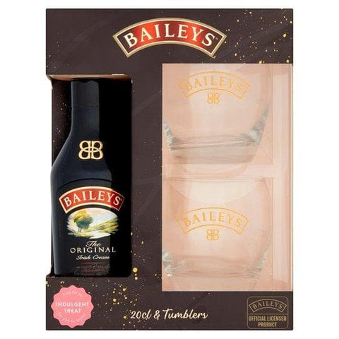 Baileys Original Cream Liqueur 20Cl & 2 x Tumblers Gift Set