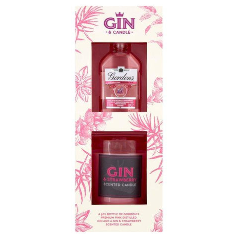 Gordon's Pink Gin 5cl & Strawberry Scented Candle Gift Set