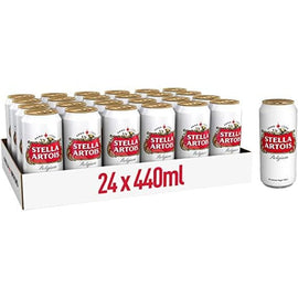 Stella Artois Belgium Premium Lager Beer Cans 24 x 440ml - Beer